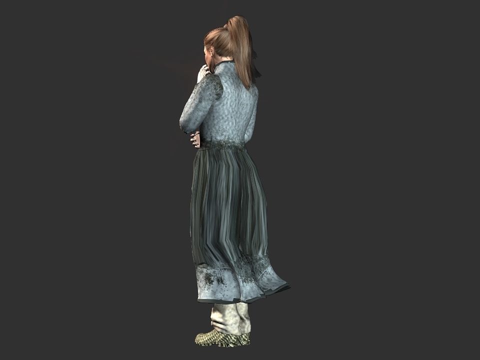 Village woman Low-poly 3D model_27