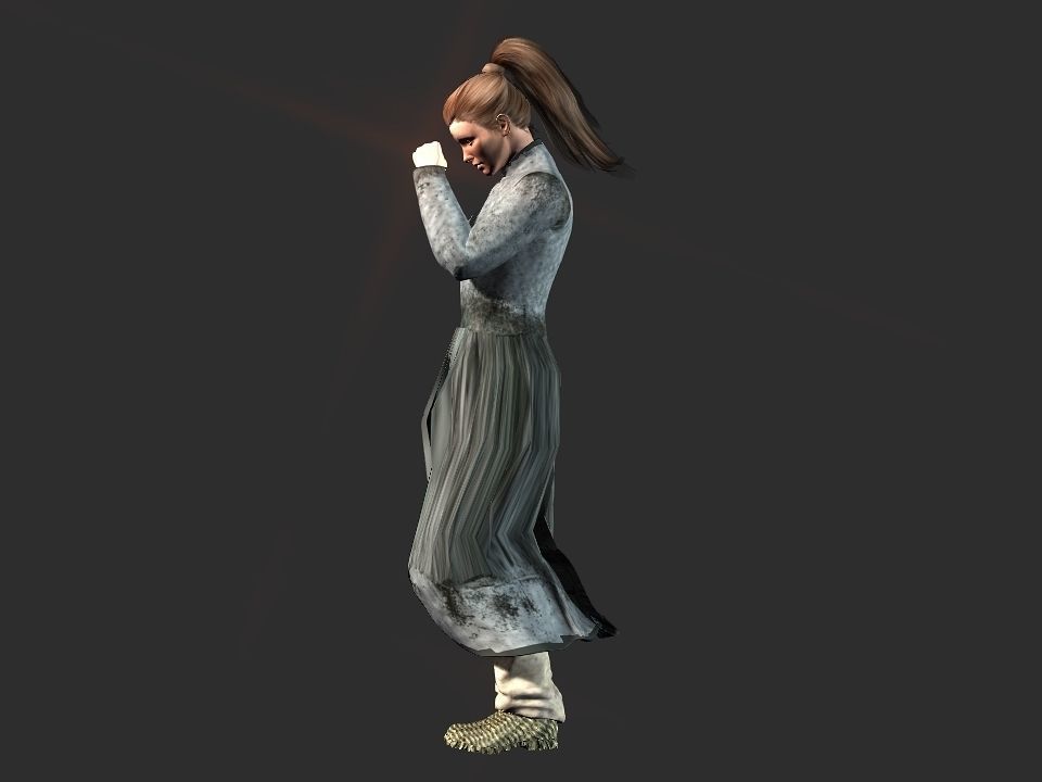 Village woman Low-poly 3D model_7