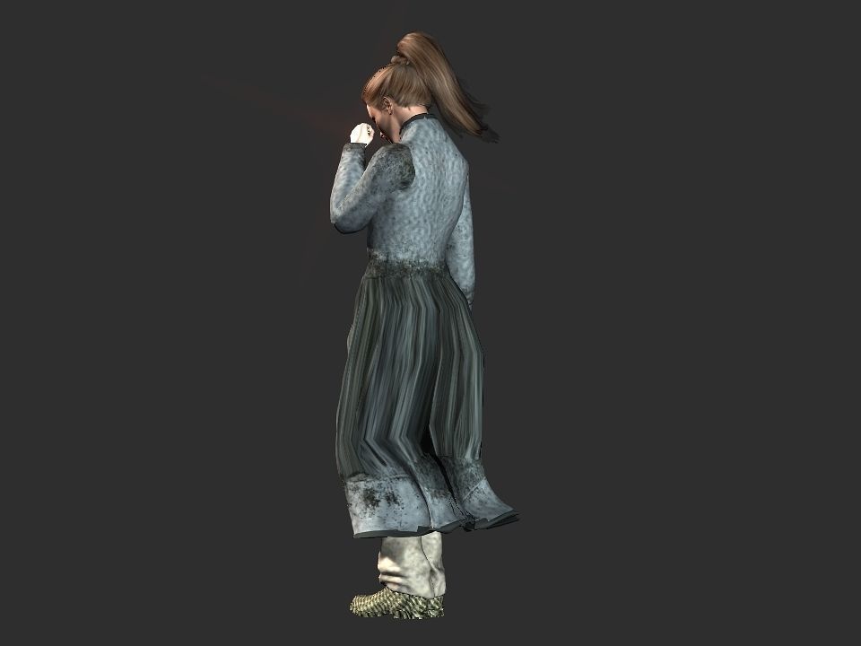 Village woman Low-poly 3D model_9