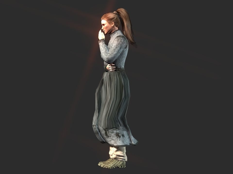 Village woman Low-poly 3D model_23