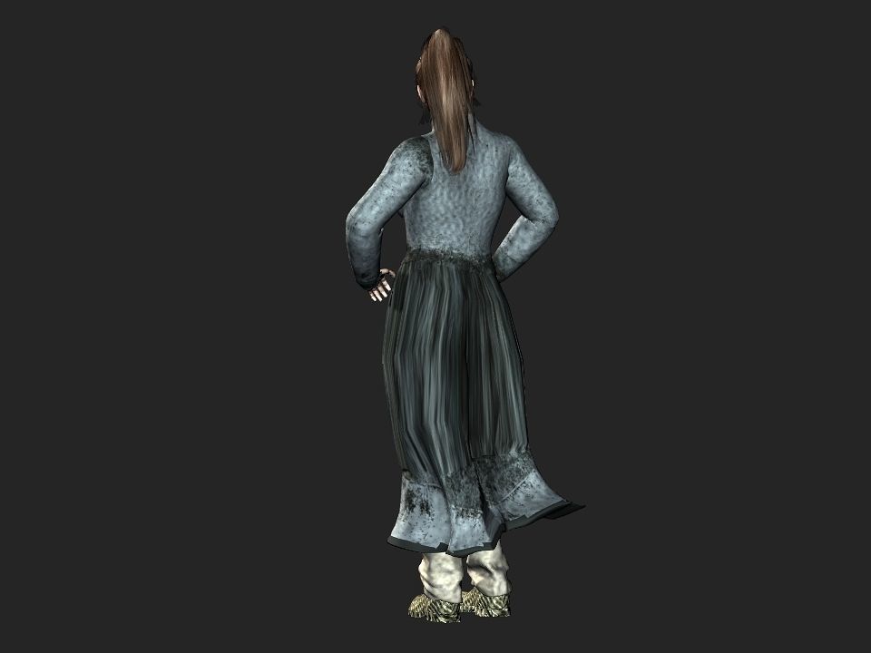 Village woman Low-poly 3D model_36