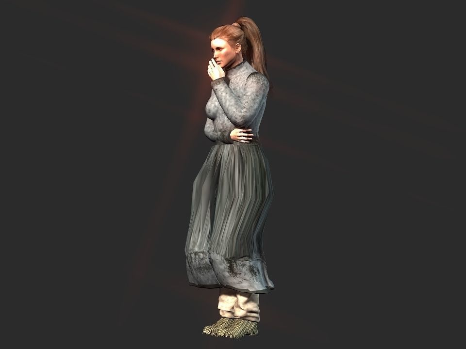Village woman Low-poly 3D model_22
