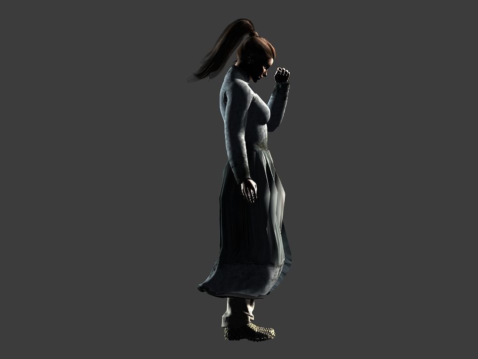 Village woman Low-poly 3D model_16