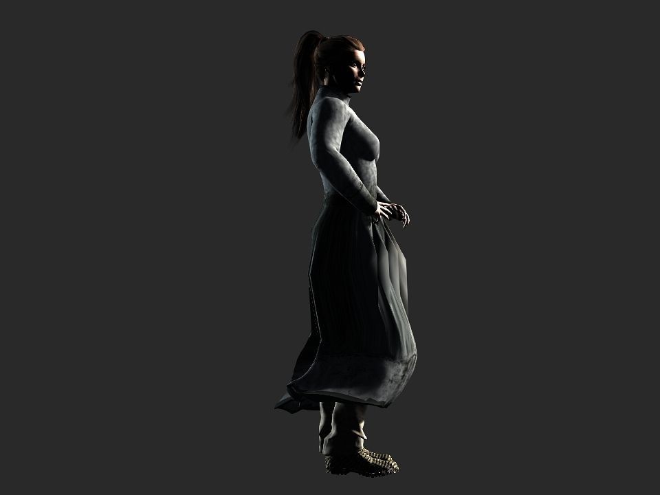 Village woman Low-poly 3D model_39