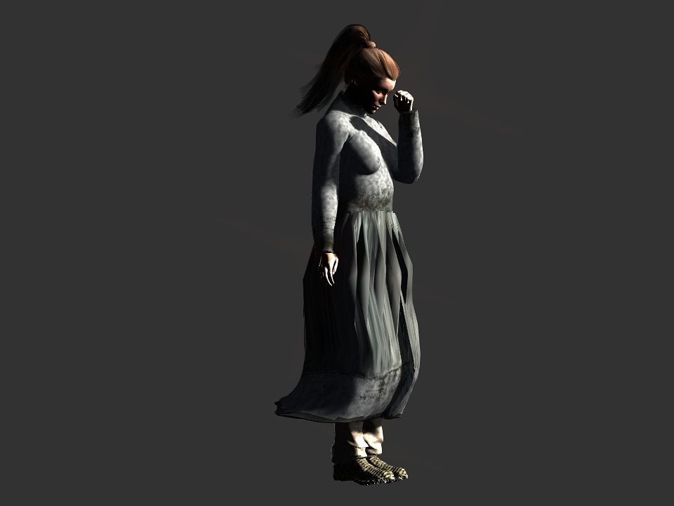 Village woman Low-poly 3D model_17