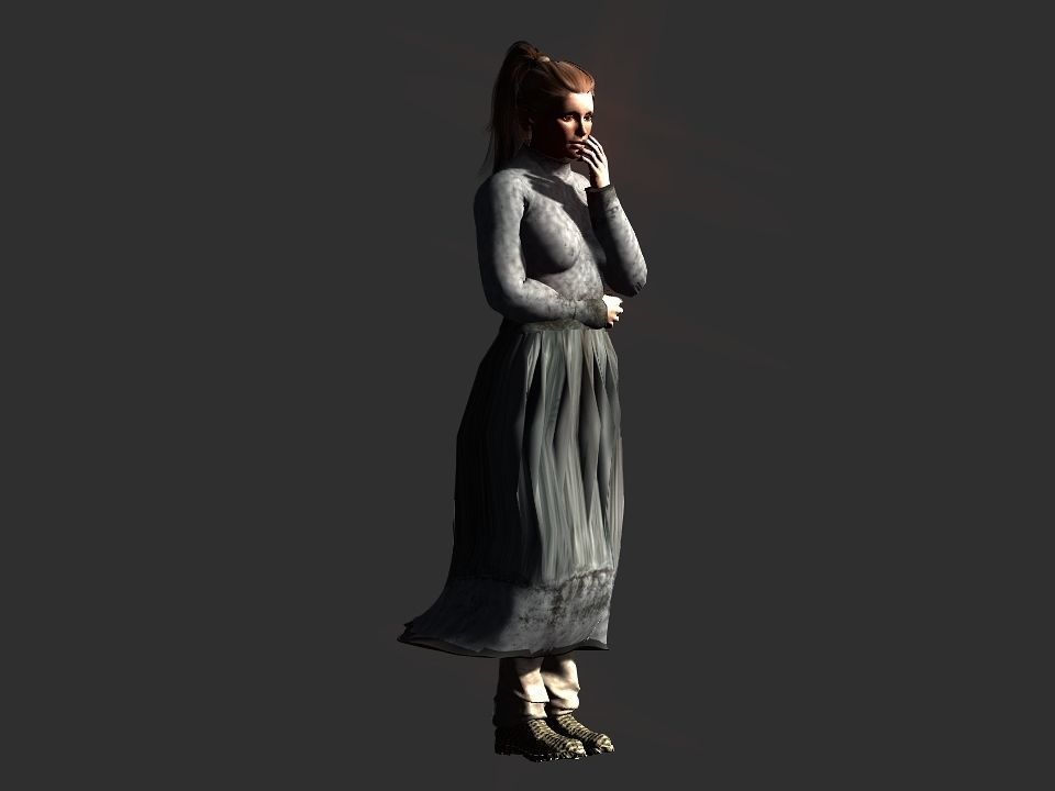 Village woman Low-poly 3D model_34
