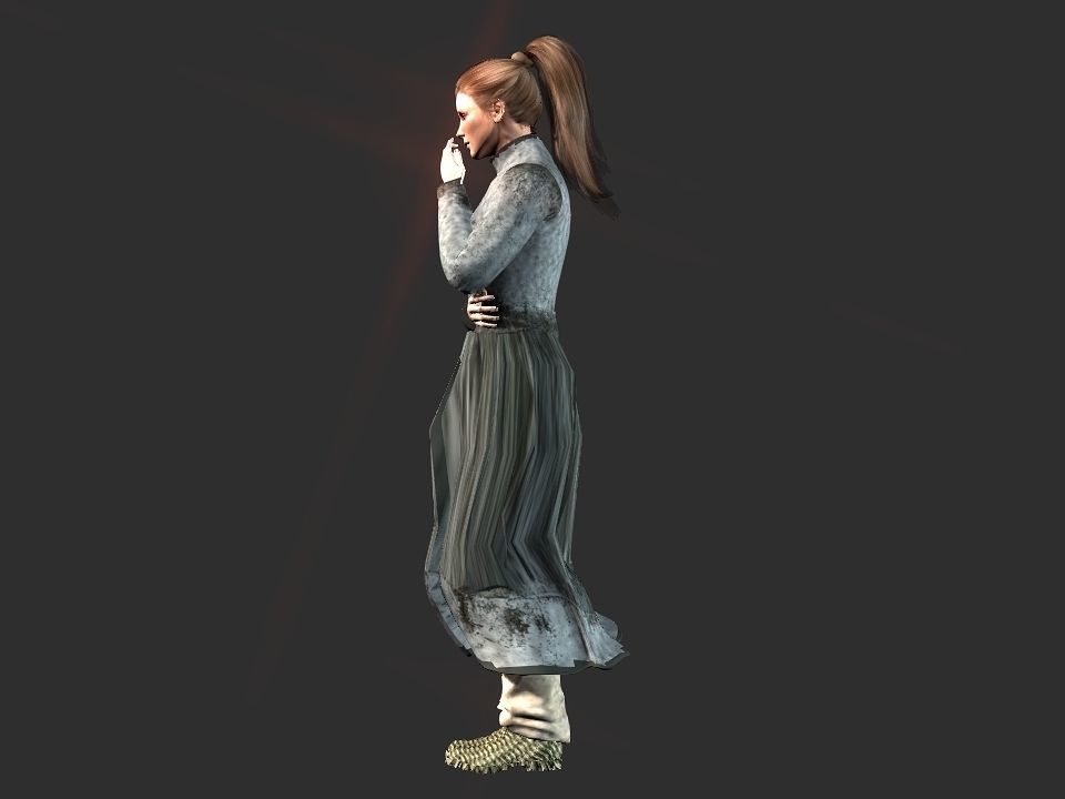 Village woman Low-poly 3D model_25