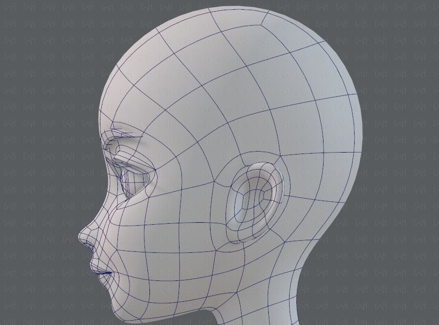 Base mesh woman 17 Low-poly 3D model_40