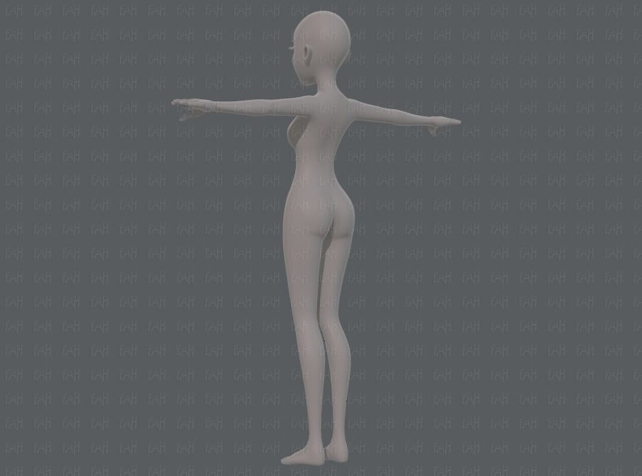 Base mesh woman 17 Low-poly 3D model_6