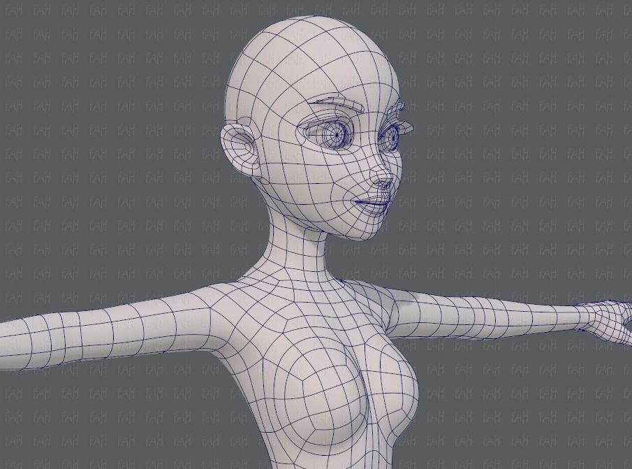 Base mesh woman 17 Low-poly 3D model_26