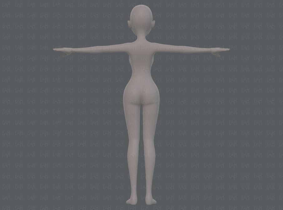 Base mesh woman 17 Low-poly 3D model_5
