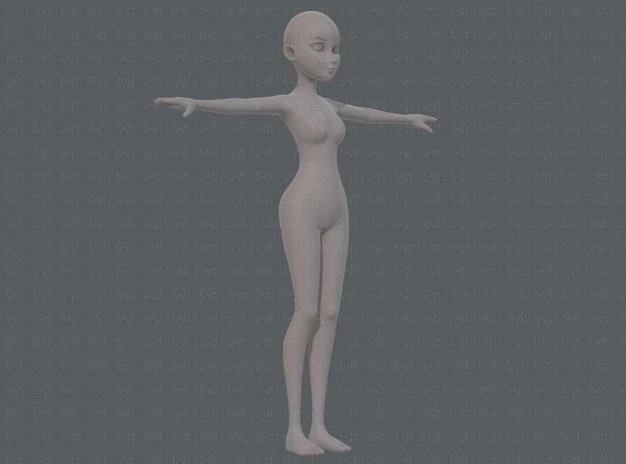 Base mesh woman 17 Low-poly 3D model_2