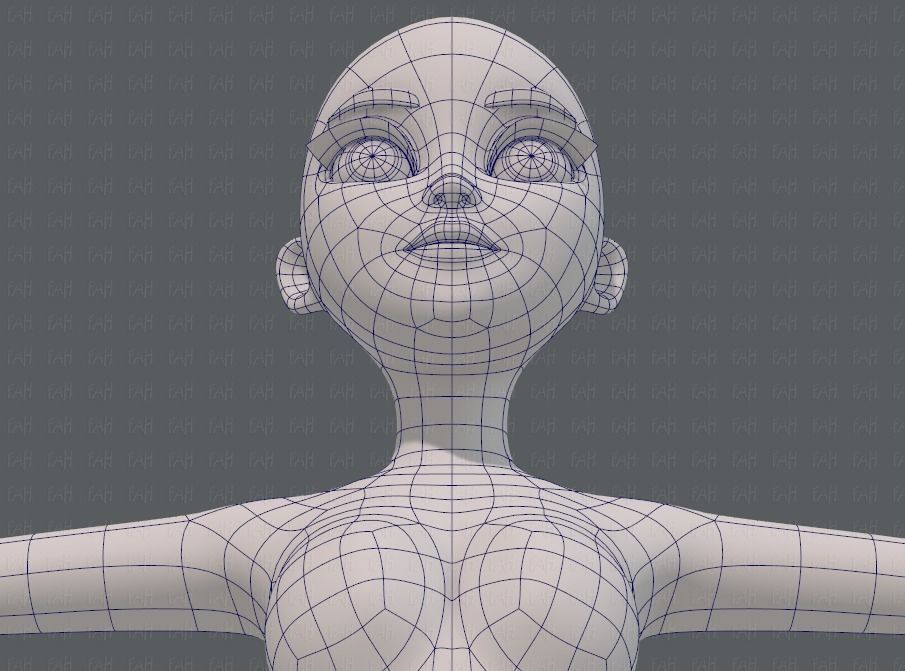 Base mesh woman 17 Low-poly 3D model_44