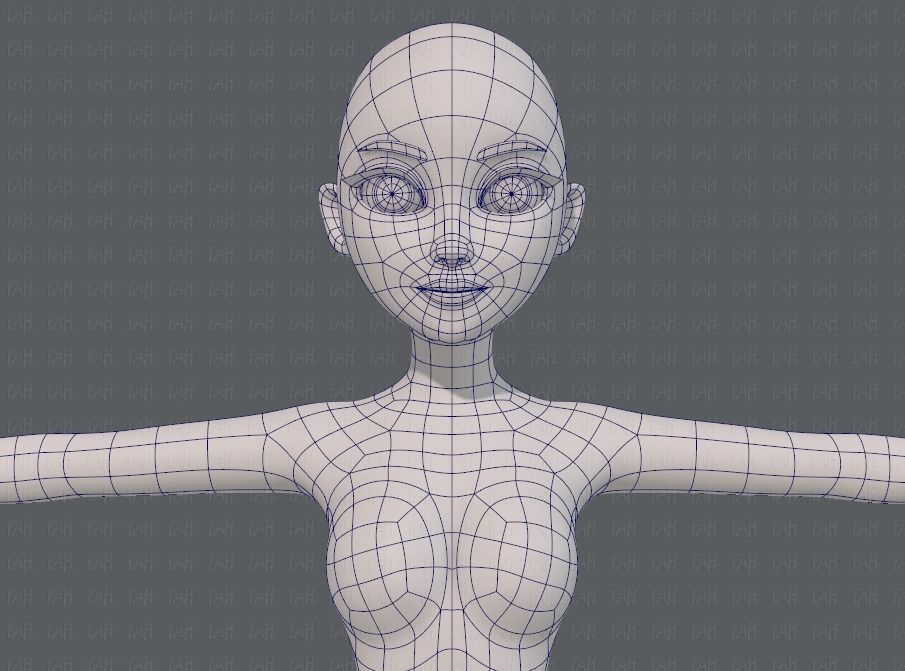 Base mesh woman 17 Low-poly 3D model_25