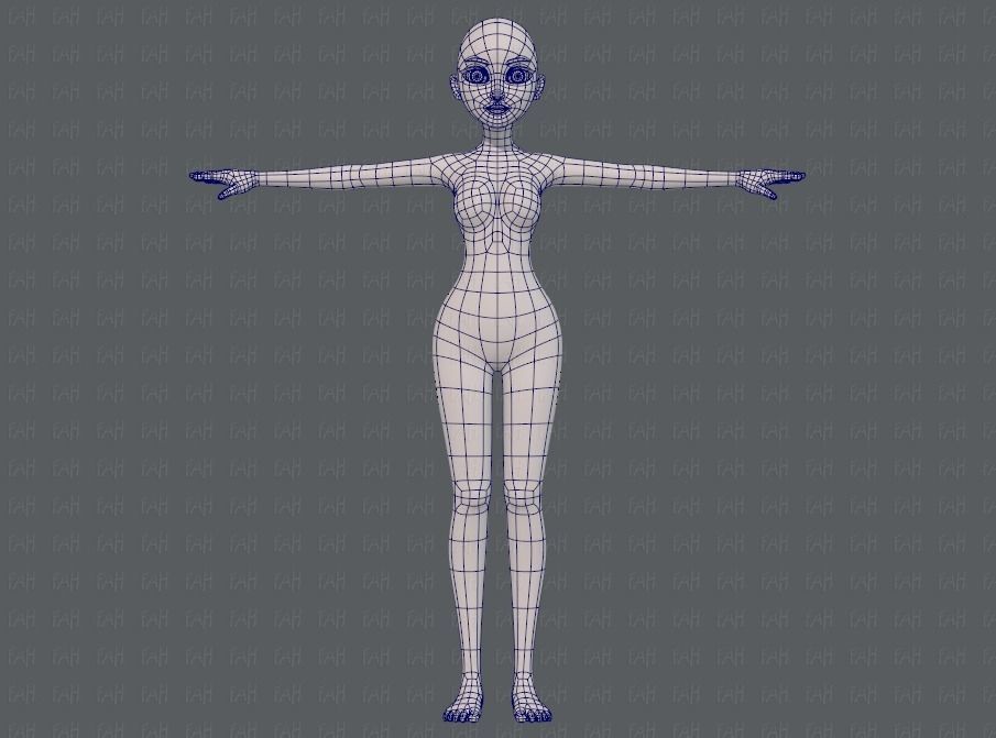 Base mesh woman 17 Low-poly 3D model_9