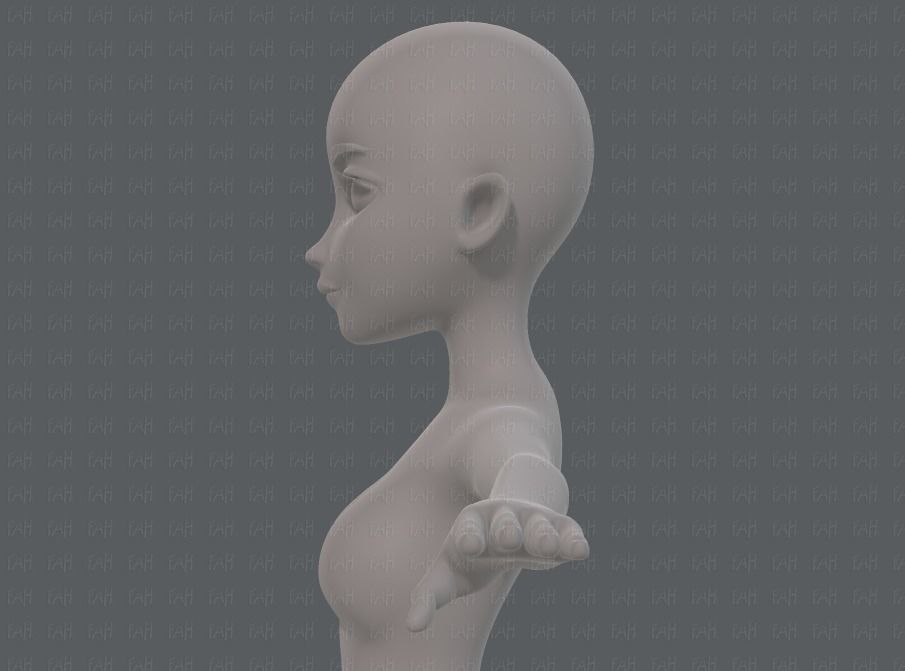 Base mesh woman 17 Low-poly 3D model_23