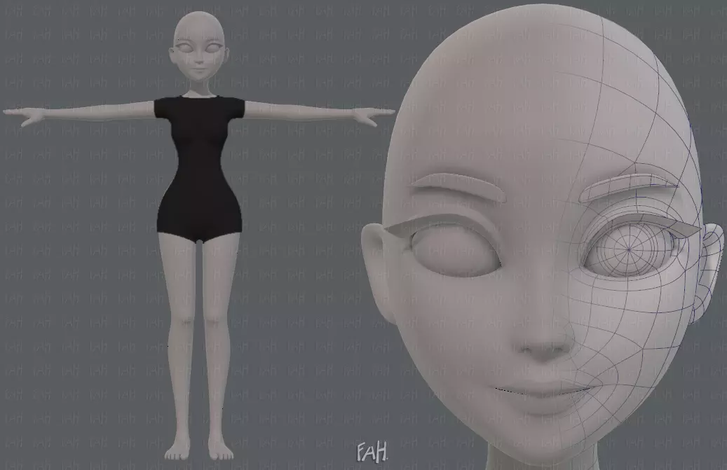 Base mesh woman 17 Low-poly 3D model