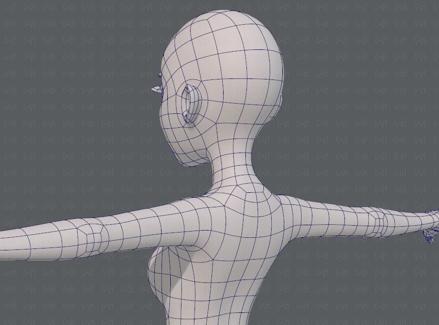 Base mesh woman 17 Low-poly 3D model_30