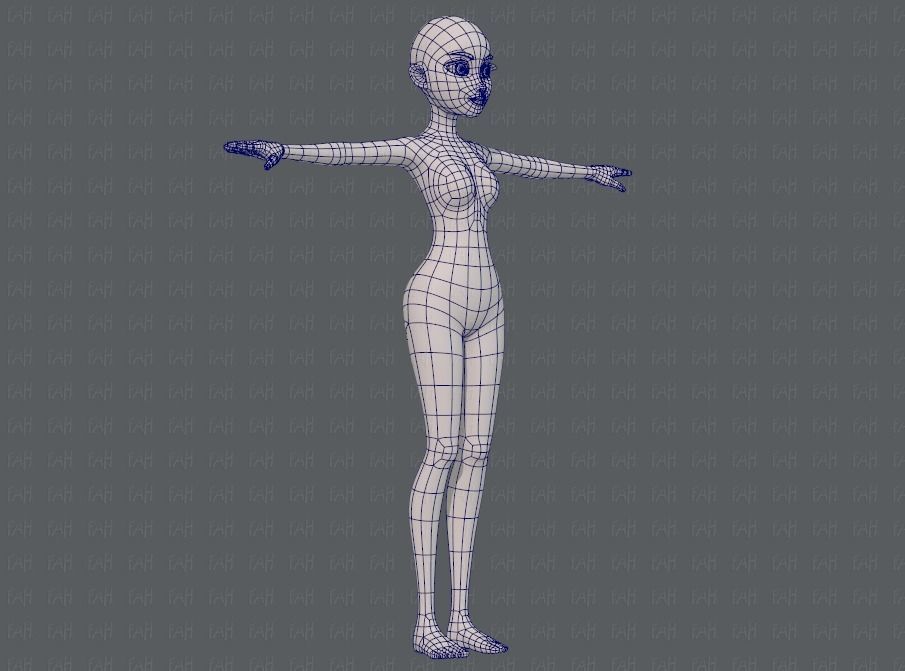 Base mesh woman 17 Low-poly 3D model_10