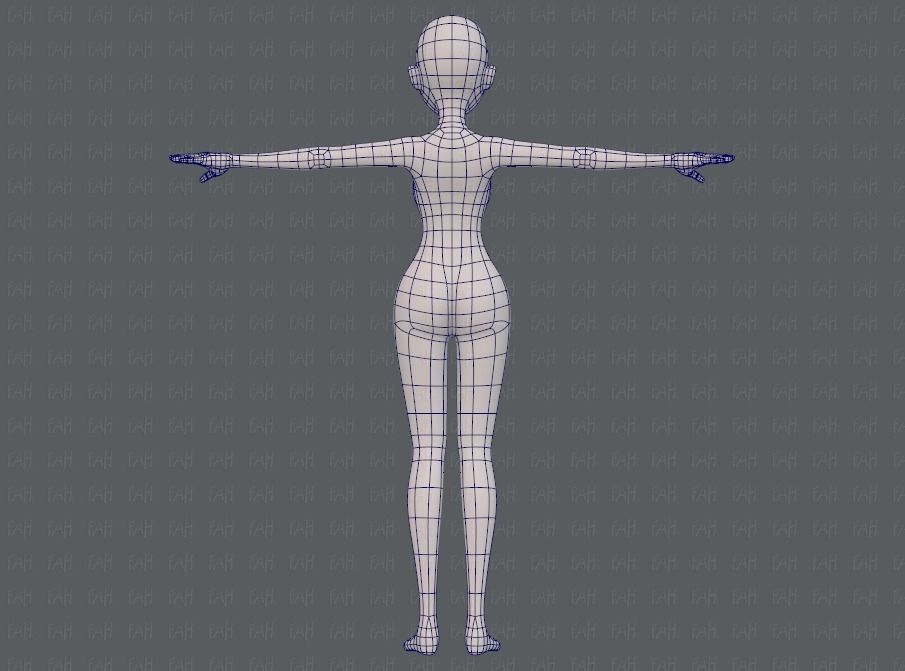 Base mesh woman 17 Low-poly 3D model_13