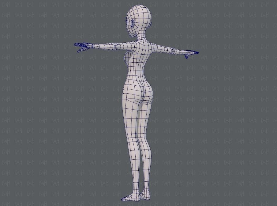 Base mesh woman 17 Low-poly 3D model_14