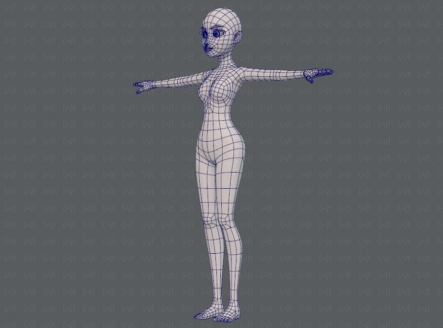 Base mesh woman 17 Low-poly 3D model_16