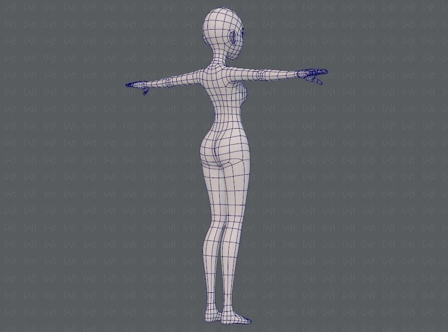 Base mesh woman 17 Low-poly 3D model_12