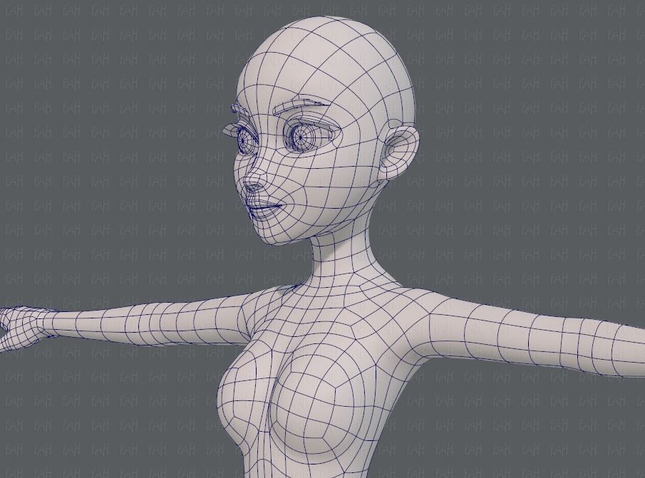 Base mesh woman 17 Low-poly 3D model_32
