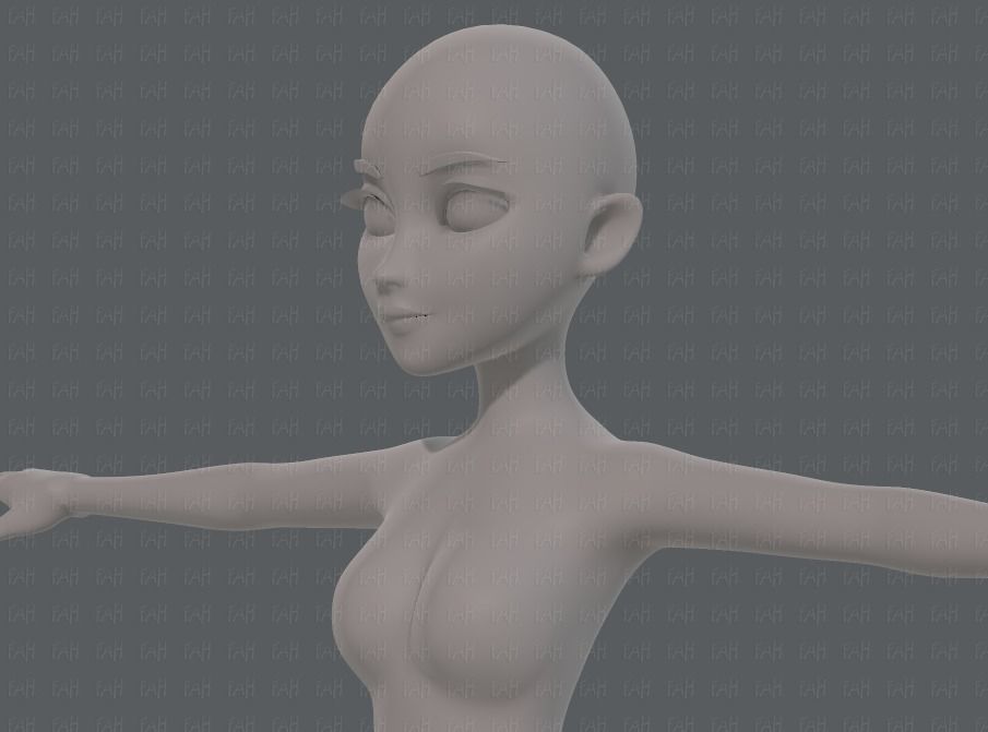 Base mesh woman 17 Low-poly 3D model_24