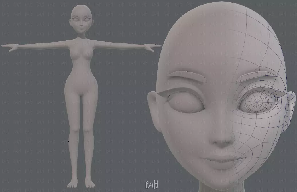 Base mesh woman 17 Low-poly 3D model_0