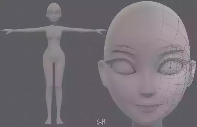 Base mesh woman 17 Low-poly 3D model