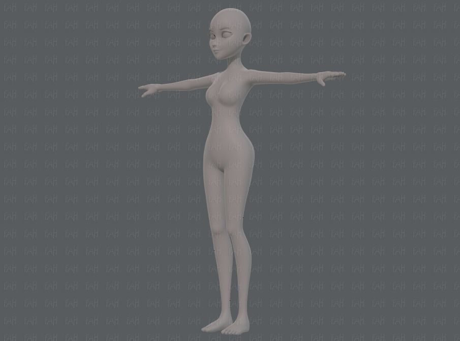 Base mesh woman 17 Low-poly 3D model_8