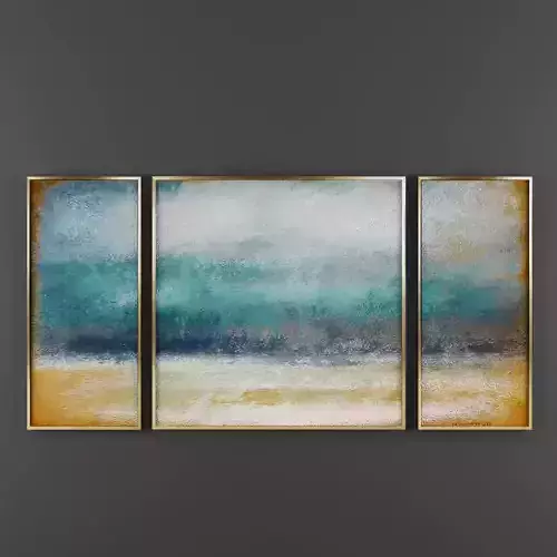 Art24 three abstract paintings hanging on wall Low-poly 3D model