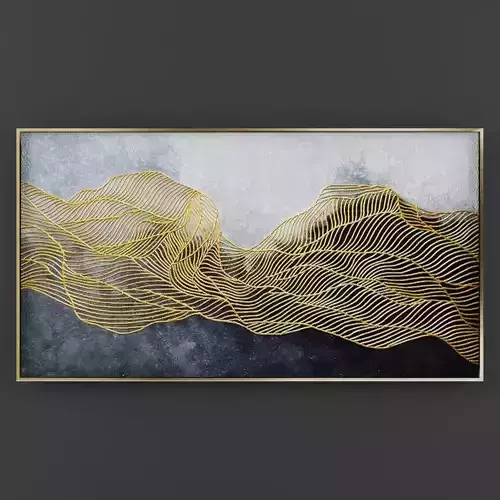 Art26 gold and abstract painting wall art for living room Low-poly 3D model