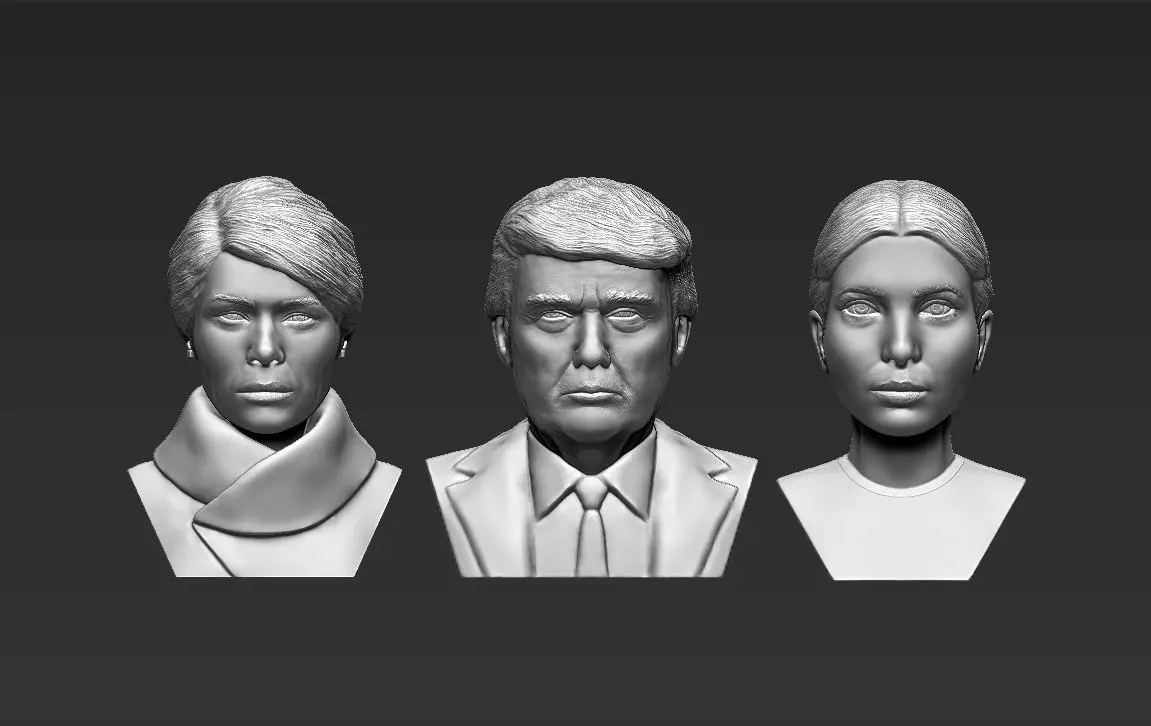 Donald Melania Ivanka Trump busts 3D printing ready  3D Model Collection_0