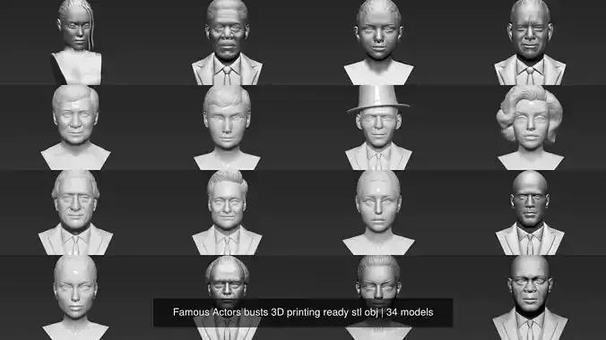Famous Actors busts 3D printing ready stl obj 3D Model Collection