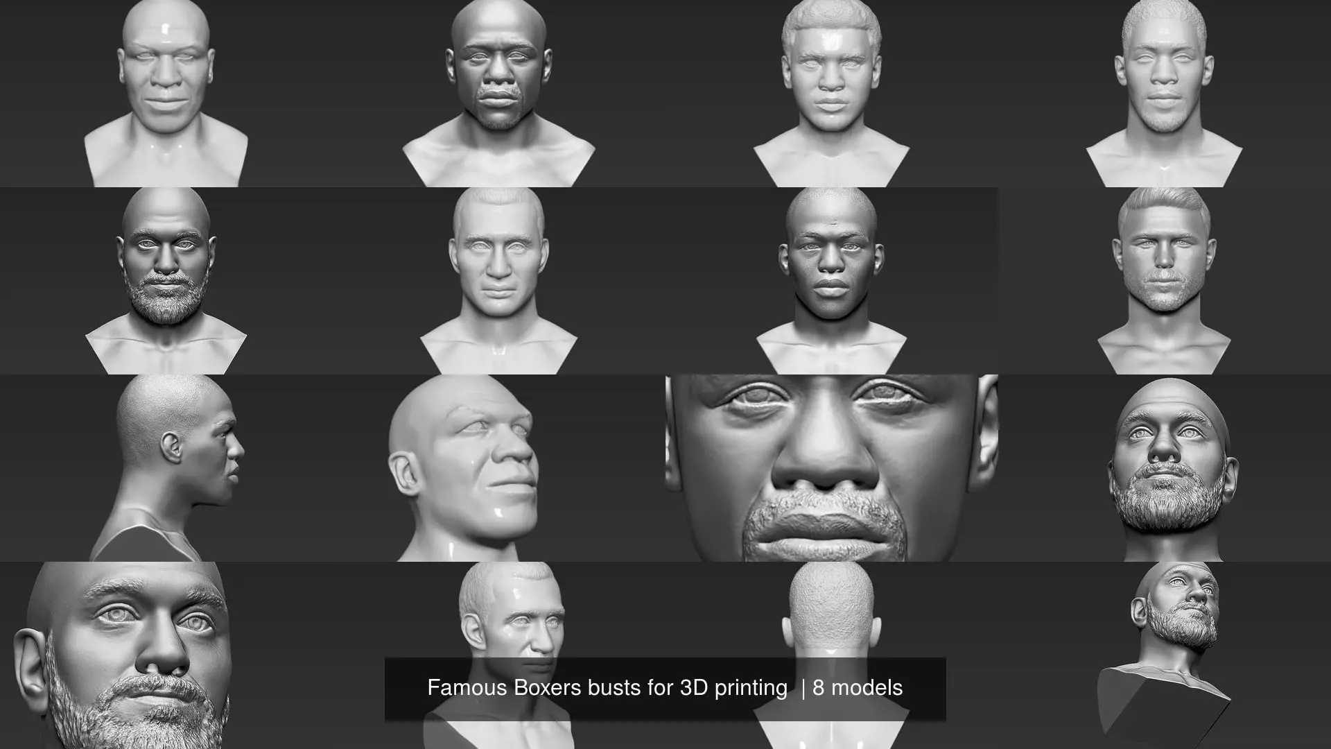 Famous Boxers busts for 3D printing 3D Model Collection_1