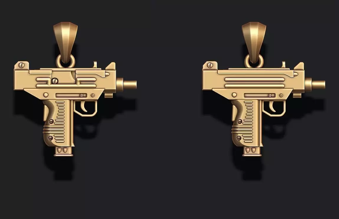 automat gun uzi pendant 3D print model_0