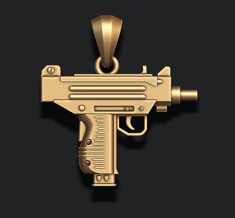 automat gun uzi pendant 3D print model_1