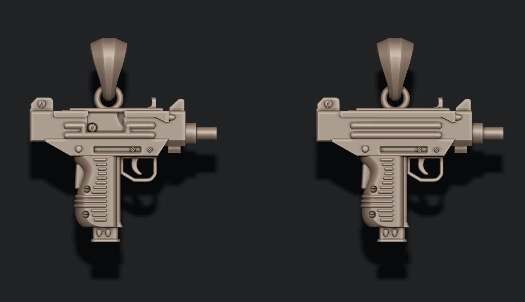 automat gun uzi pendant 3D print model_6