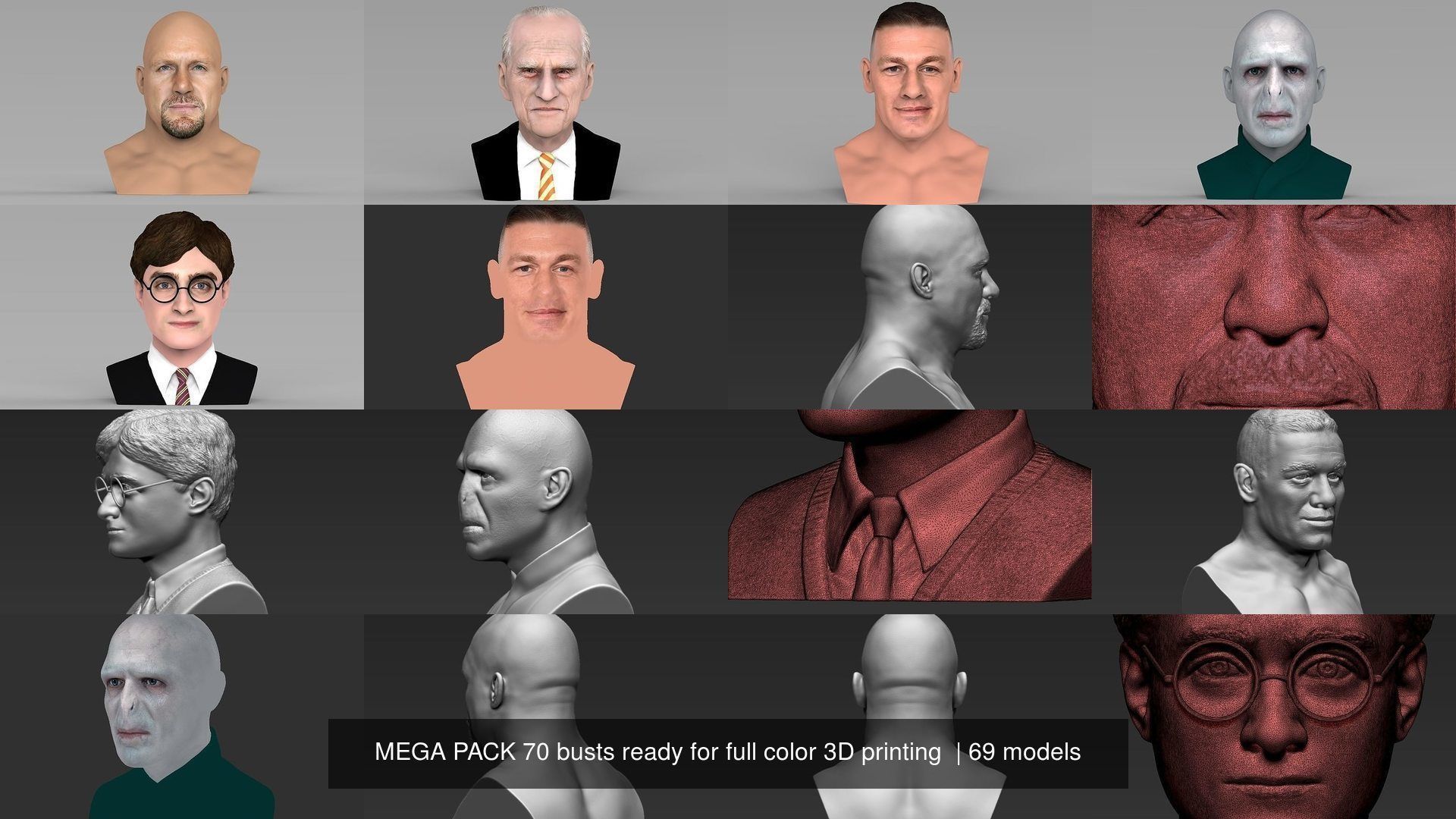 MEGA PACK 70 busts ready for full color 3D printing  3D Model Collection_24