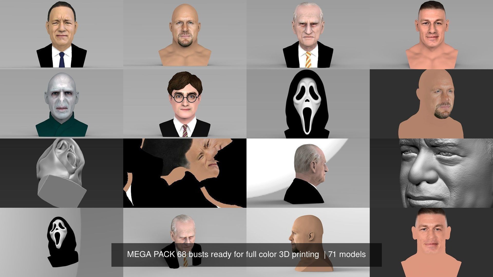 MEGA PACK 70 busts ready for full color 3D printing  3D Model Collection_81