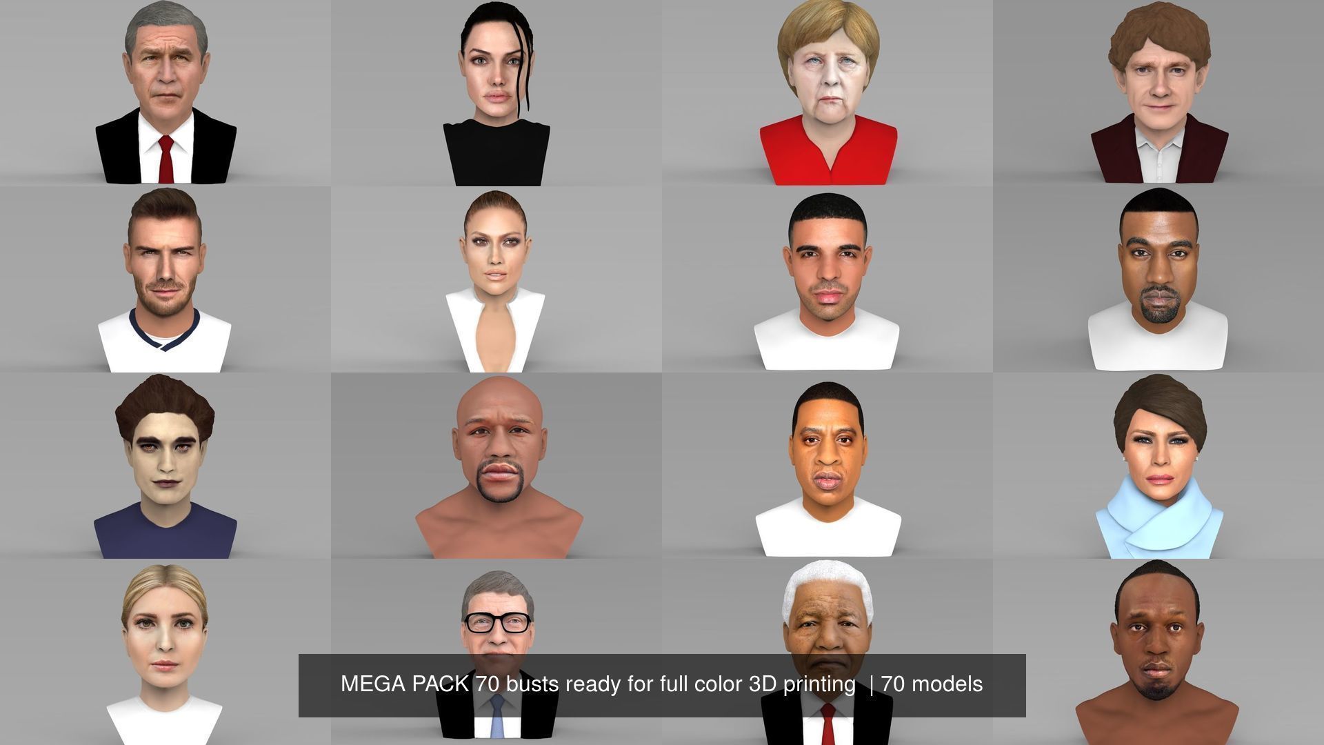 MEGA PACK 70 busts ready for full color 3D printing  3D Model Collection_14