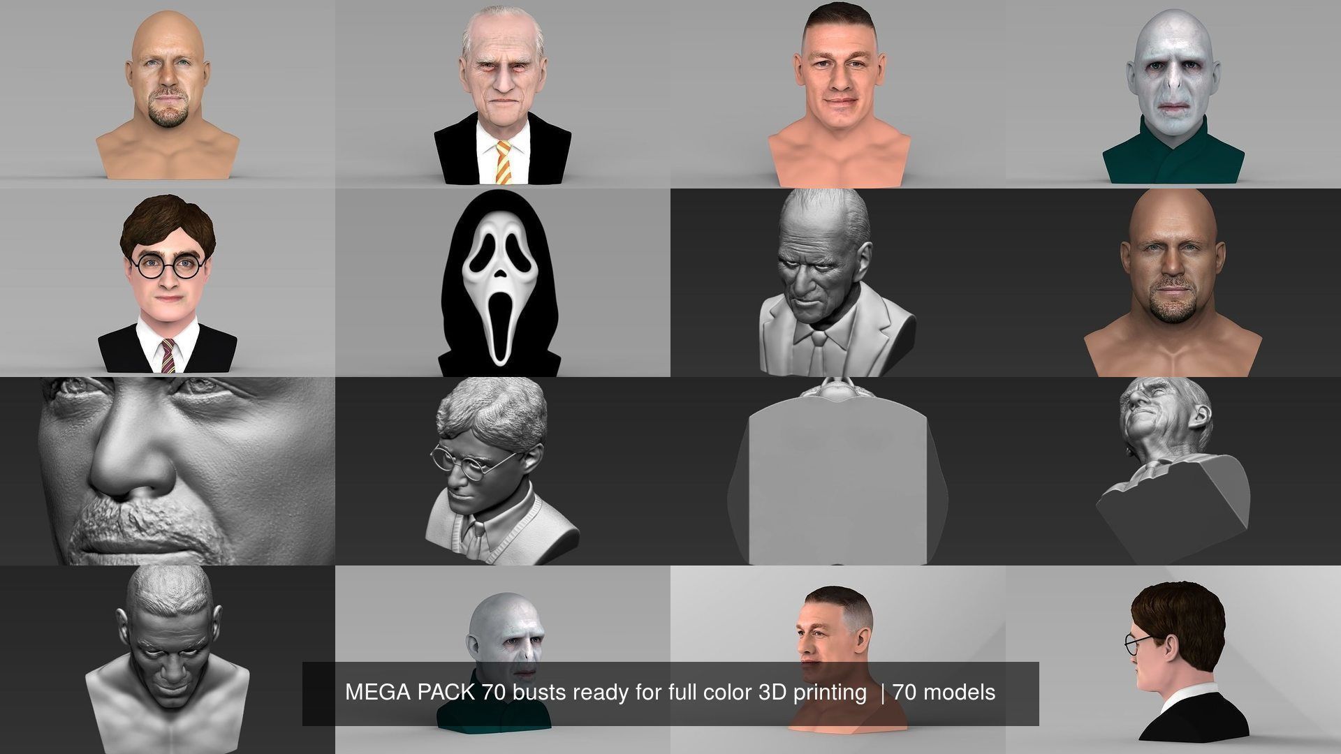 MEGA PACK 70 busts ready for full color 3D printing  3D Model Collection_22