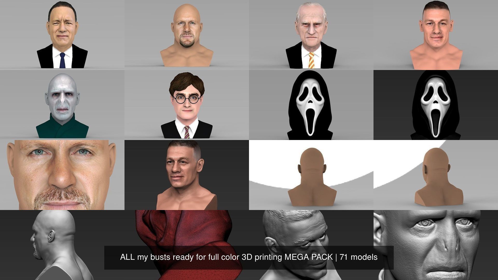 MEGA PACK 70 busts ready for full color 3D printing  3D Model Collection_105