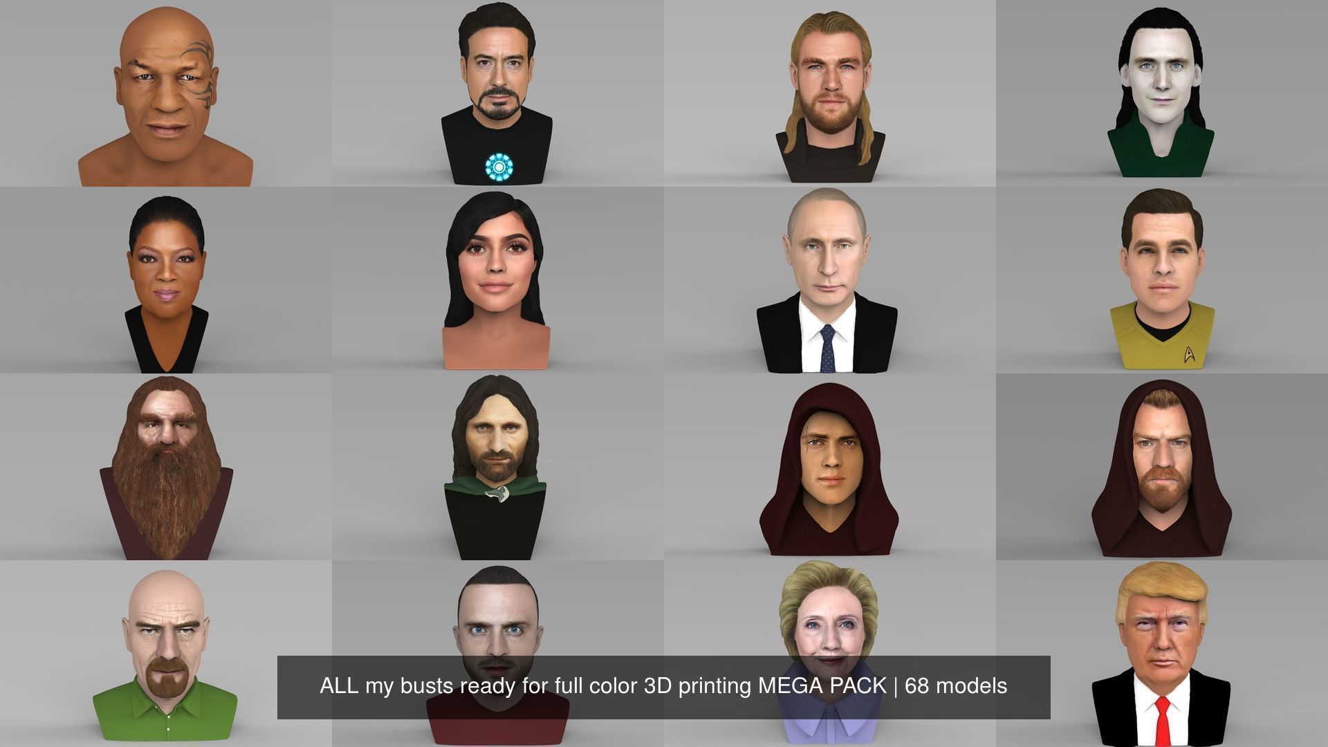 MEGA PACK 70 busts ready for full color 3D printing  3D Model Collection_114