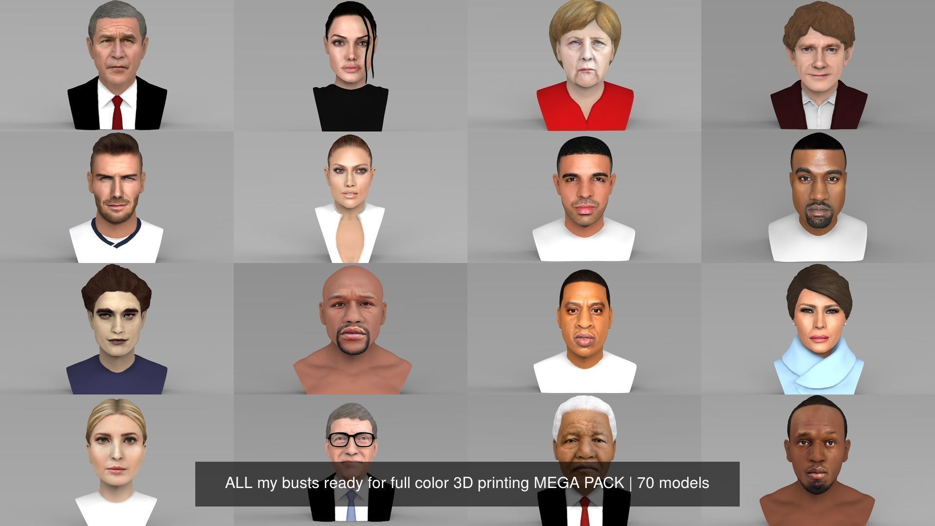 MEGA PACK 70 busts ready for full color 3D printing  3D Model Collection_95