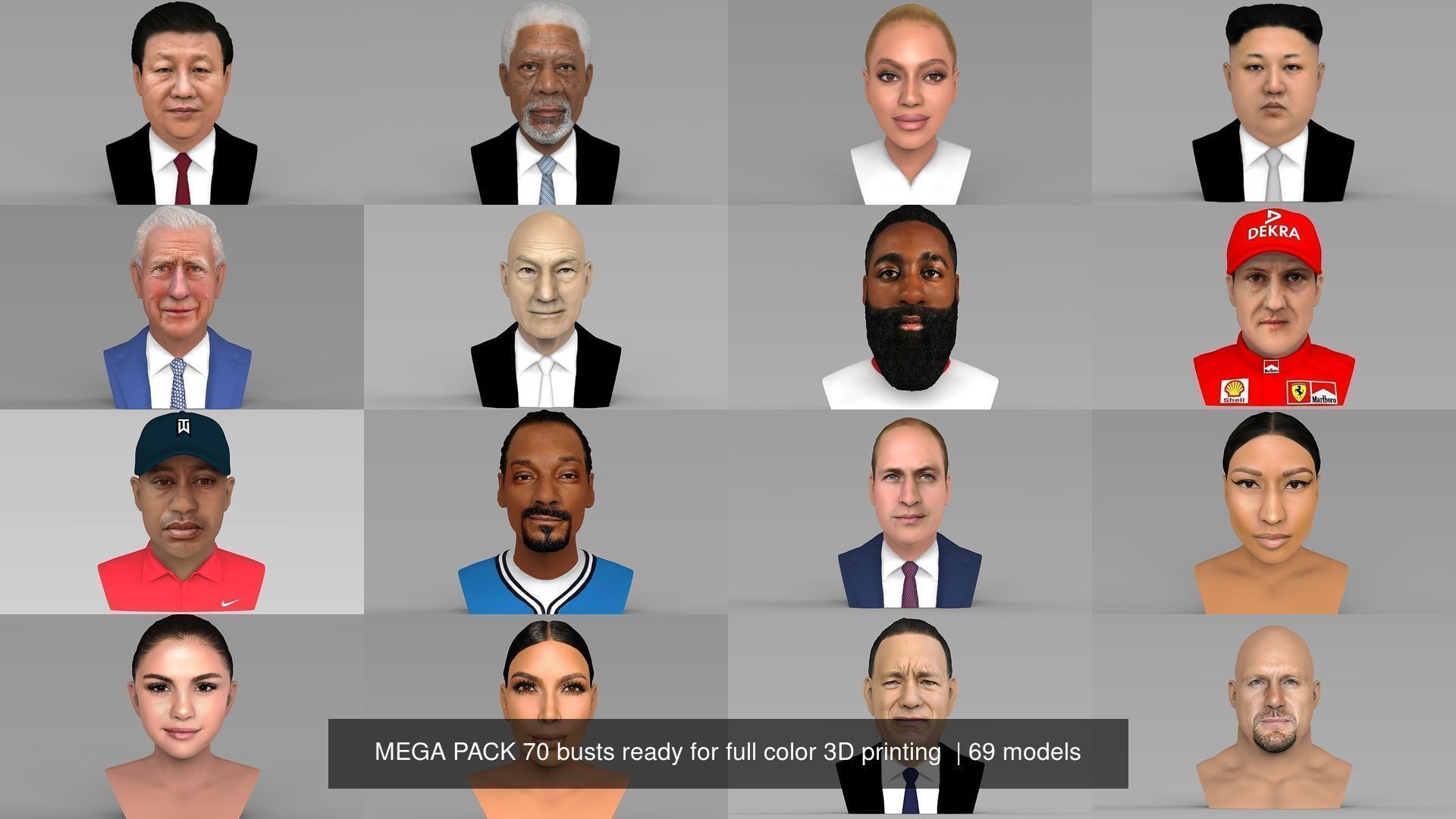 MEGA PACK 70 busts ready for full color 3D printing  3D Model Collection_19