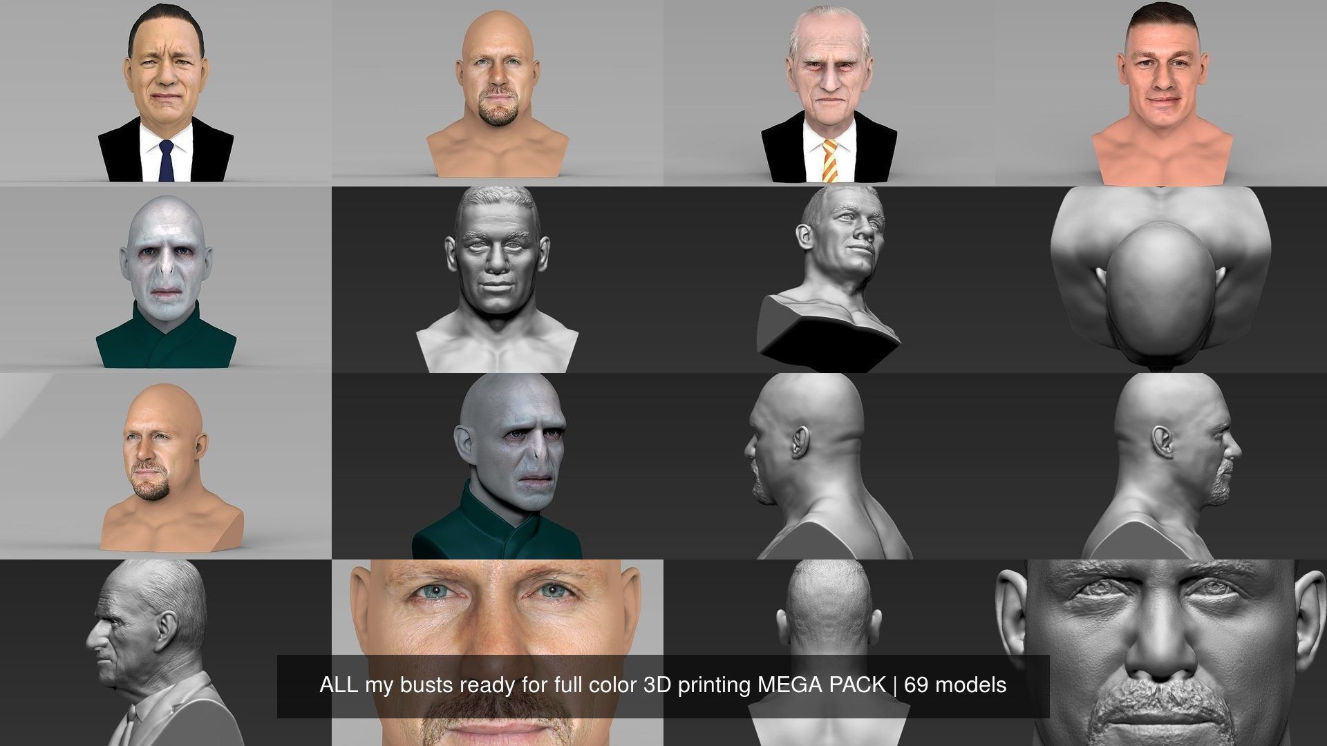 MEGA PACK 70 busts ready for full color 3D printing  3D Model Collection_129