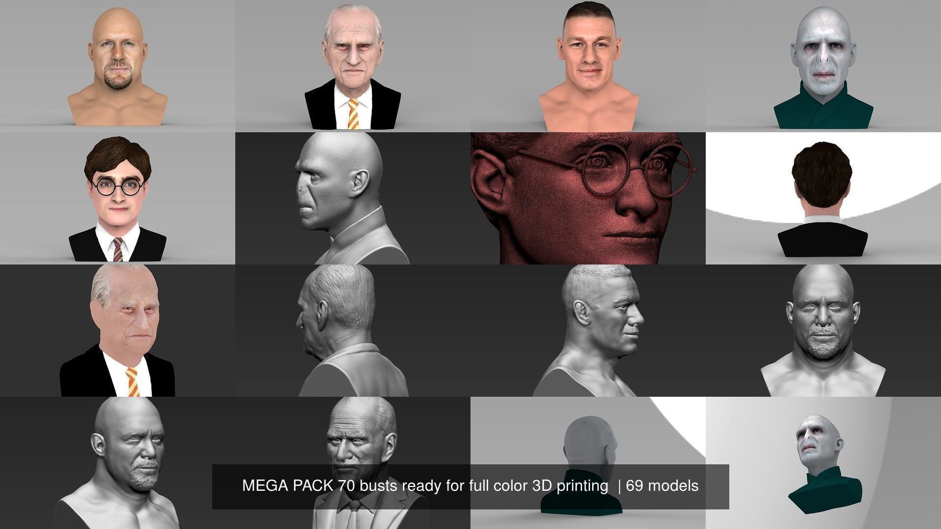 MEGA PACK 70 busts ready for full color 3D printing  3D Model Collection_9